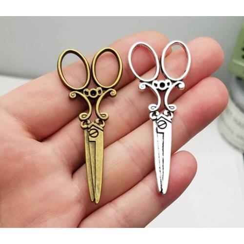 10pcs/lot--61x25mm, Scissors charms, Antique Bronze/silver plated sewing scissors charms,DIY supplies, Jewelry accessories
