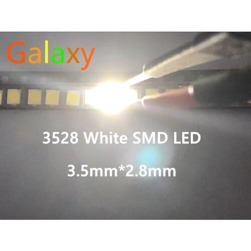 100PCS/LOT 1210 white 3528 SMD LED bright white light-emitting diodes 5000-7000k 6-7lm 2000-2200mcd 2.8-3.6v 3528 Cool white