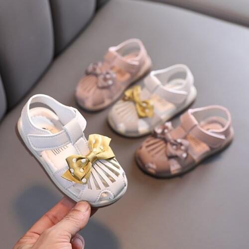 2021 summer new casual fashion bow girls Baotou sandals baby soft bottom toddler sandals
