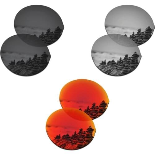 SmartVLT 3 Pairs Polarized Sunglasses Replacement Lenses for Oakley Madman Stealth Black and Silver Titanium and Fire Red