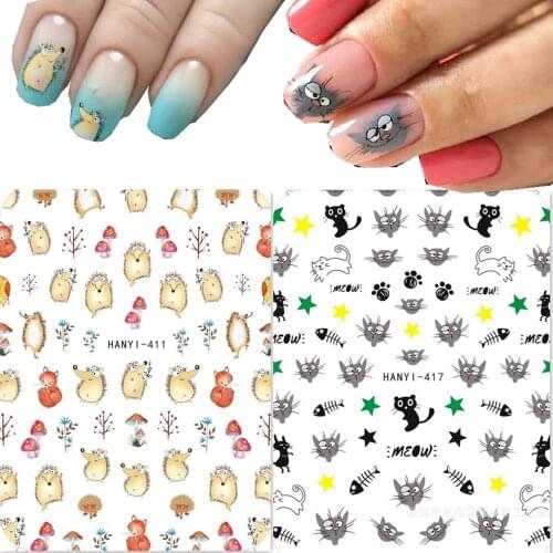 3D nail sticker Newest Hanyi- 410 420 cartoon design nail decal back glue DIY art decorations tools