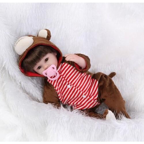 43CM Silicone Lifelike Reborn Dolls Kids Playhouse Dolls Toys with Animals Monkeys Clothes Children Birthday Christmas Present