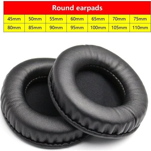 50-110mm round earpads soft PU replacement earpads cushion cover for universal headphone sponge leather earpads cushion 70 100mm