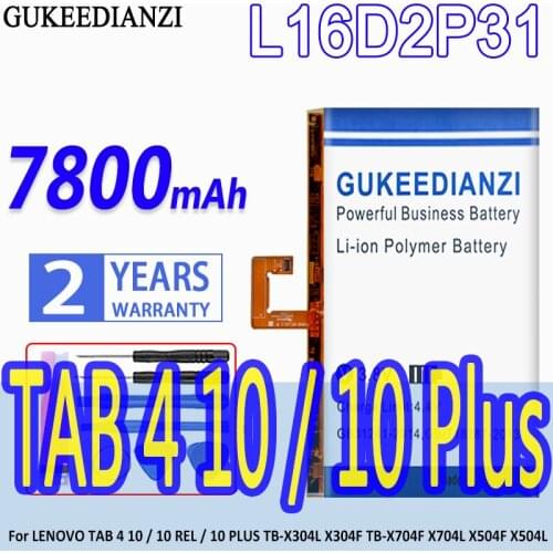 GUKEEDIANZI Battery L16D2P31 7800mAh For LENOVO TAB 4 10 / 10 REL / 10 PLUS TB-X304L X304F TB-X704F X704L X504F X504L