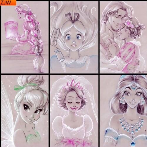 Disney 5D DIY Diamond Painting Cartoon Princess Diamond Inlaid DIY Full Diamond Embroidery Living Room Home Decoration