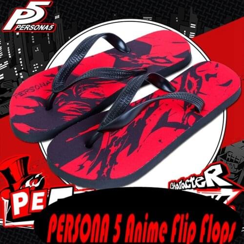 Anime JK Persona 5 P5 Joker Ren Amamiya Cosplay Shoes Woman Men Flat Flip Flops Daily Beach Sandals Home Slippers