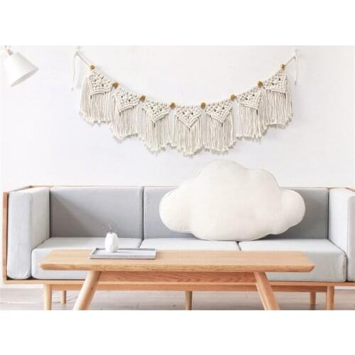 Bohemian Macrame Banners Art Woven Wall Hanging Tapestry Triangle Tassel Macrame Tapestry Bedside TV Wedding Background Decor