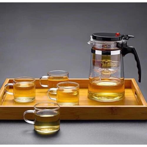 Tea Pots Heat Resistant Glass Tea Pot Tea Infuser Chinese Kung Fu Tea Set Kettle Coffee Glass Maker Convenient Office Tea Sets