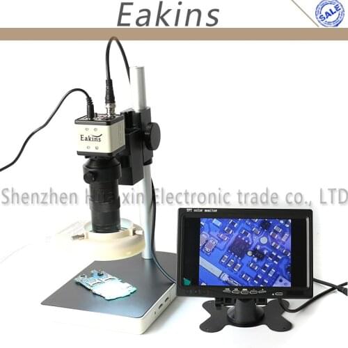 800TVL 1/3 " CCD Digital Industry BNC Color Video Microscope Camera Set + 100X C-Mount Lens +Stand+56 LED Light + 7" LCD Monitor