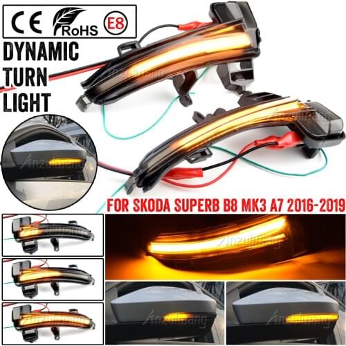 For Skoda Superb A7 B8 MK3 III Typ 3V 2016-2019 Dynamic Turn Signal Light LED Side Wing Rearview Mirror Indicator Blinker Lamp