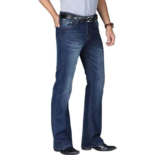 Spring Flared Jeans Men Boot Cut Denim Pants Comfortable Slightly Slim Designer Classic Fashion Blue Black Trousers Size 28 - 40