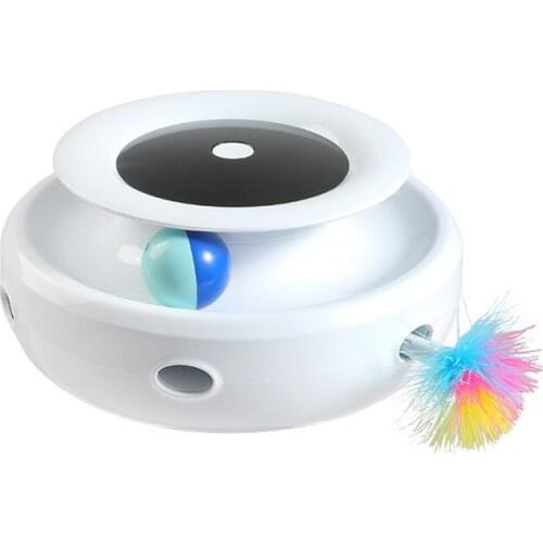 Electric Cat Toy Smart Teasing Cat Stick Crazy Game Spinning Turntable rotation steering whee Donut Automatic feather Cat Toy