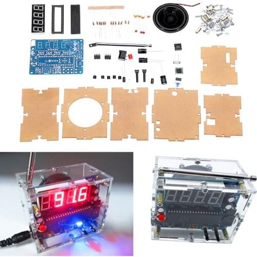 FM Radio Receiver DIY Kit 87MHz-108MHz Mini TEA5767 DC LED Digital Display 5W Speaker Antenna Transparent Shell FM Radio