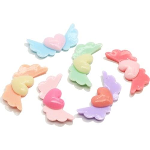 Kawaii DIY Heart Angel Wing Resin Cabochons Flat Back Scrapbooking Embellishment Decoration Crafts Making