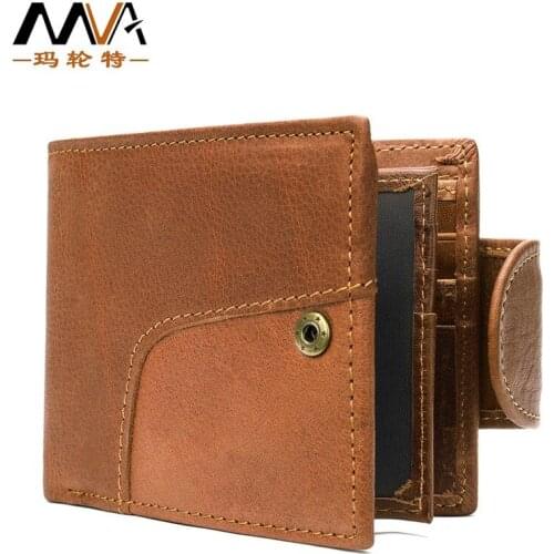 Genuine Leather Wallet Rfid Anti-theft Mens Wallet Creative New Short Vertical Card Bag Soft Leather Coin Purse Male