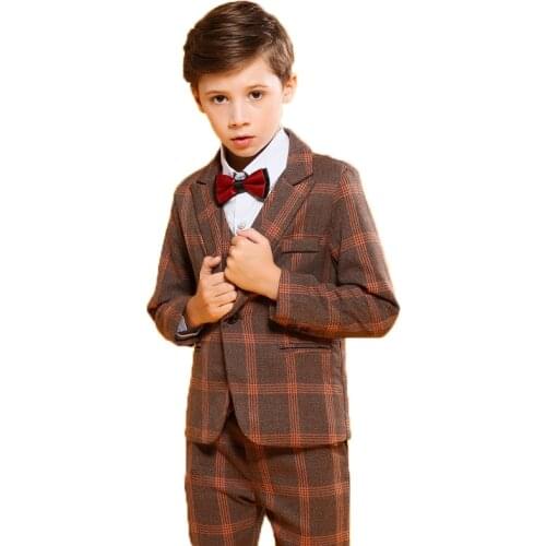 Flowers Boys Formal Wedding Suit Kids Birthday Dress Blazer Vest Pants Tie 4Pcs Children Prom Performance Piano Tuxedo Costume