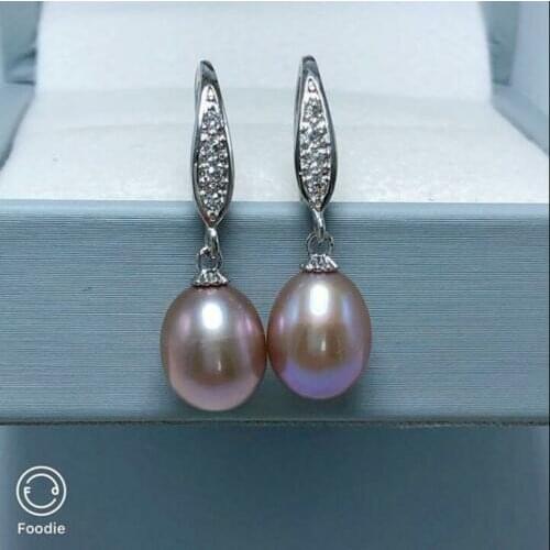 Beautiful 10-12mm white pink purple south sea pearl earring 925silver clasp