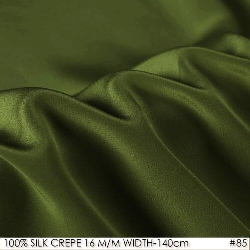 100% SILK CREPE DE CHINE 140cm width 16momme Natural Silk For sewing and needlework Army Green NO 85