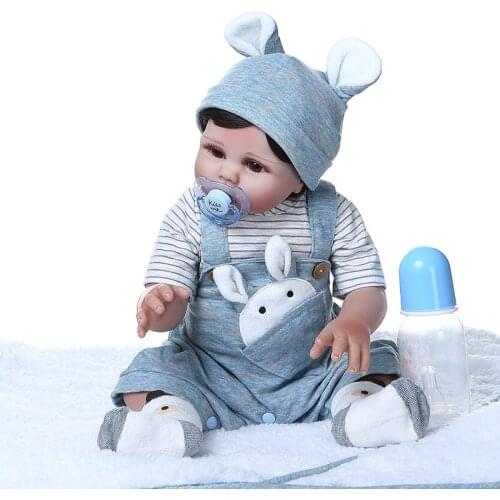 47cm Full Silicone Reborn Baby Playmate Boy Doll Soothing Doll Christmas Birthday Gift Photography Props