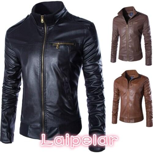 Laipelar Newest Motorcycle Leather Jackets Men Solid Business Casual Coats Autumn Winter Leather Clothing Bomber Jacket for Male