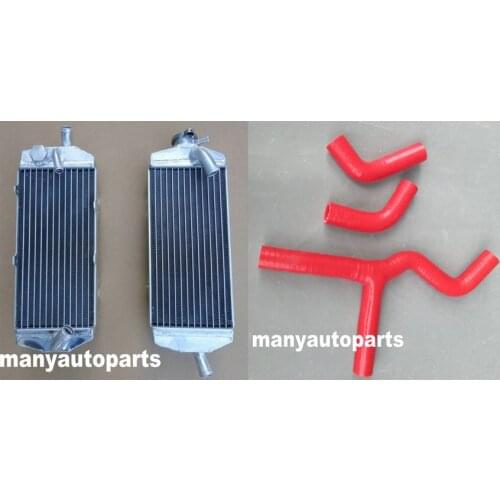 Left with right ALUMINUM RADIATOR & RED HOSE KIT for KTM 400 450 525 SX/MXC/EXC 2003-2006 04 05