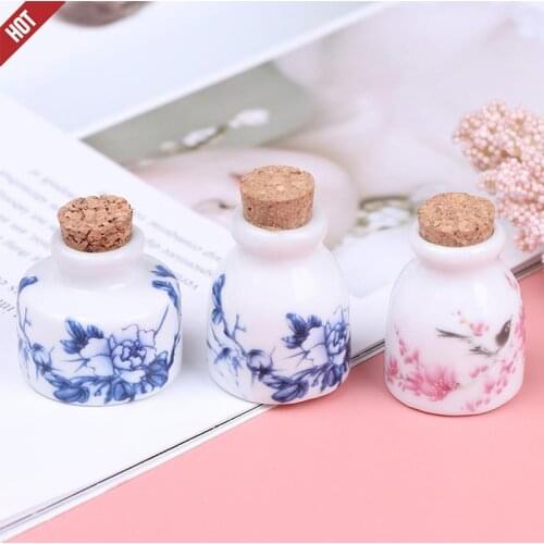 1pcs Peony/Magpie Mini Ceramic Glass Dappen Dish Bowl Cup With Wood Lid Acrylic Liquid Glitter Powder Bottle DIY Nail Art Tool