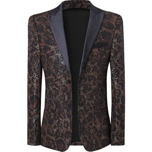 Iwhanker Men Slim Printed Blazer Masculino Wedding Prom Party Blazers Men Coat High Quality Stylish Plus Size 5xl Suit Jacket