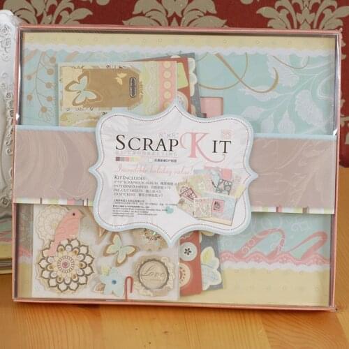 2017 new born baby theme diy photo Sticker album set scrapbooking paper and 3D stickers Gift kit Children Photo Album