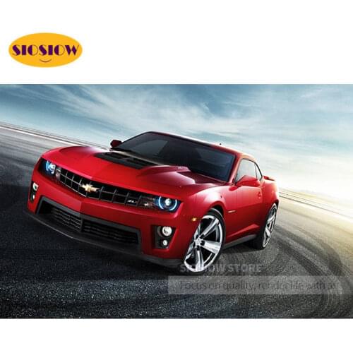 SIOSIOW Diamond Painting Full Drill Square Chevrolet Red Car Cross Stitch Mosaic Embroidery Kits Rhinestones Decoration For Home