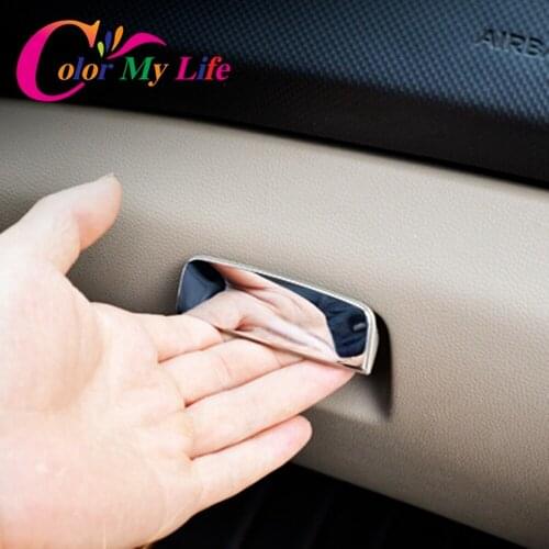 1Piece ABS Glove Box Handle Cover Chrome Glovebox Handle Trim Sticker for Hyundai Verna Solaris 2012 2013 2014 2015 Accessories