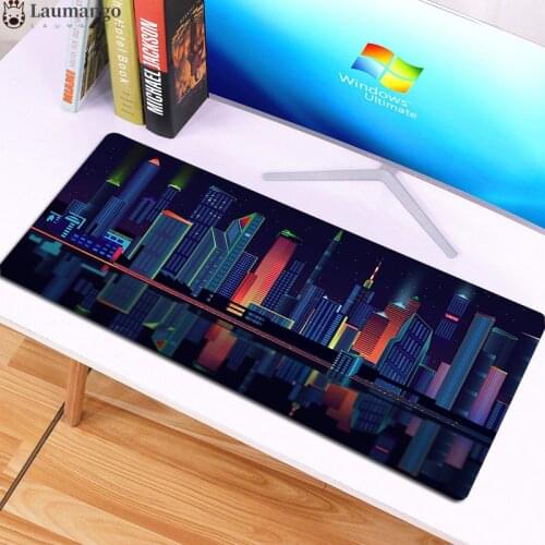 Anime Deskmat Desk Protector Locking Edge Gaming Gamer Accessories Keyboard City Night Mice Mat New Arrive