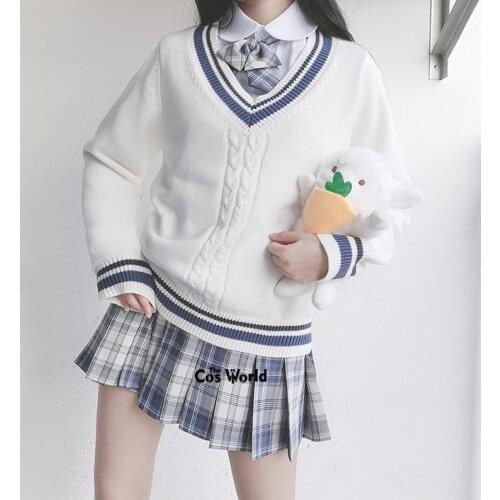 [Gentle Knife] Autumn Winter Long Sleeve Knit Tops Pullovers V Neck Sweaters For JK School Uniform Student Clothes