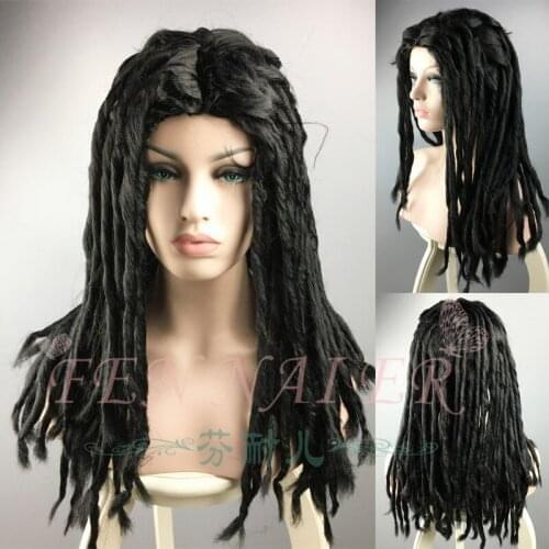 Dreadlocks Hair Cosplay Wig for Adult Women Men Halloween Christmas Role Playing Black Synthetic