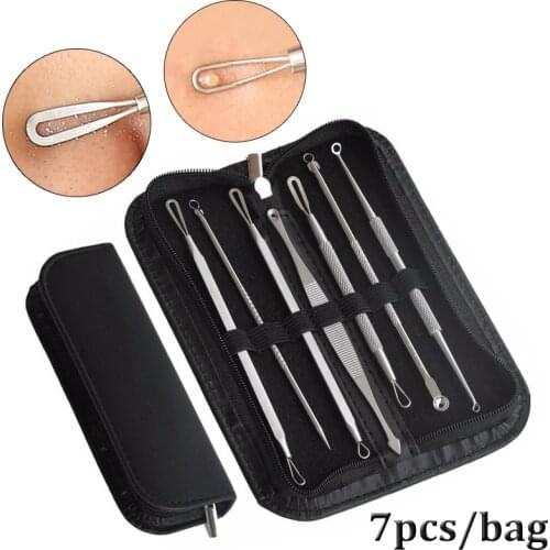 7pcs/bag Acne Blackhead Remover Needle Tools Set Blackhead Tweezer Pimple Extractor Stainless Steel Blackspot Removal Skin Care