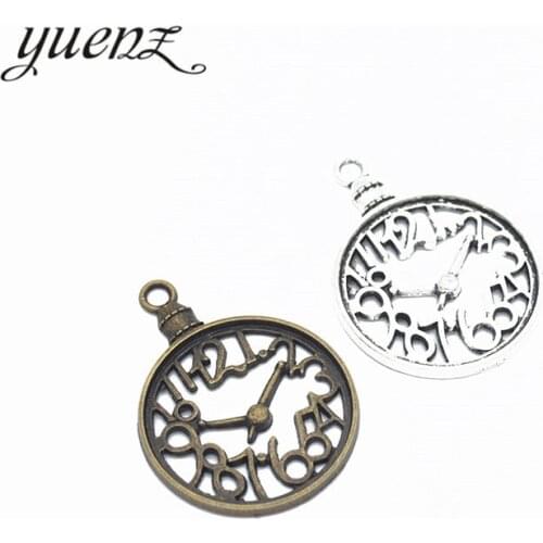 YuenZ 5pcs Metal Charms Antique Silver color clock Charms Pendant For Jewelry Findings DIY Crafts 39*29mm J207