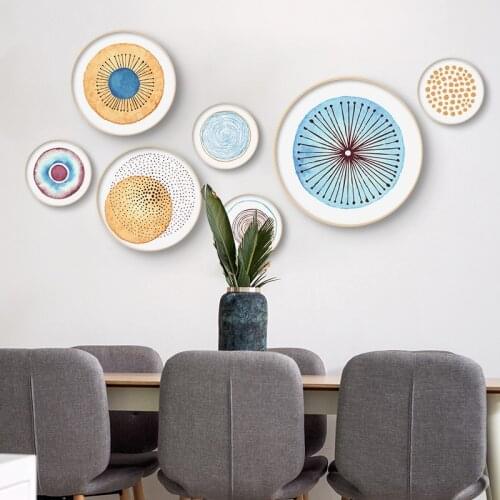Round Painting Modern Abstract Rings Geometric Lines Nordic Posters ins Colorful Circle Decoration Picture Nursery Kid Room Deor