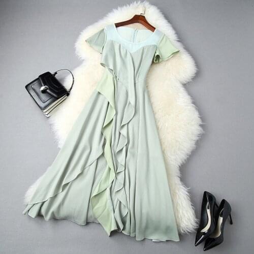 Superior 2021 new quality Short sleeve summer long dress Women Casual Ruffle grace Dress girl club Holiday Chiffon party dresses