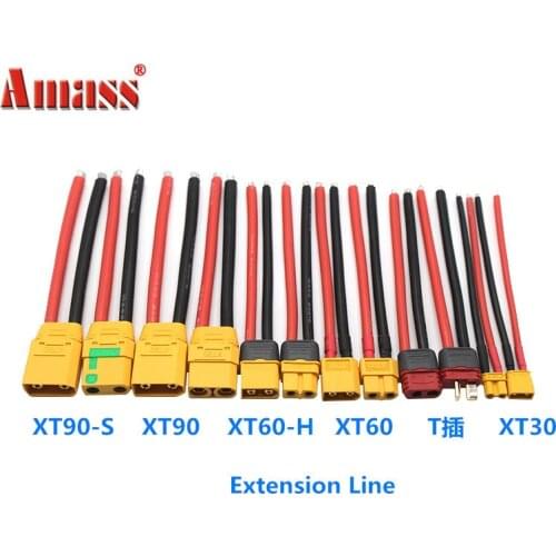 RC Battery Cable Amass XT90 XT60 XT30 T-Plug Connector Male Female Connector plug with 10AWG 12AWG 16AWG Silicone Wire 150mm
