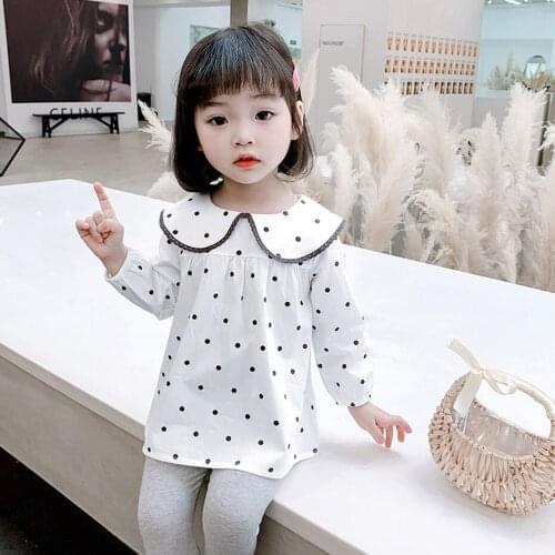 Shirts For Girls Dot Pattern Blouse Girls Spring Autumn Blouse Childrens For Girl Casual Style Girls Clothes