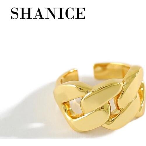 SHANICE S925 Sterling Silver Open Ring Wide Thick Chain Rings for Women Bridal Wedding Vintage Open Finger Rings Christmas Gifts