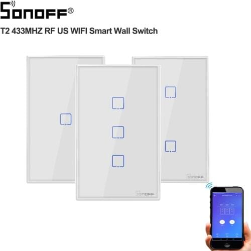 Sonoff TX T2 US 1/2/3 gang Smart Remote Control Wifi Timer light switch wall touch RF433mhz Switch work with Alexa