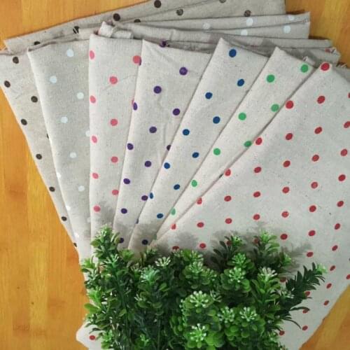 Polka Dot Printed Series Cotton Linen Fabric Textile Material Canvas Fabric Pure Cotton Linen Fabric Cloth For DIY Sewing Crafts