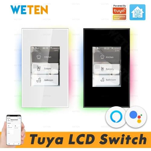 LCD Wifi Smart Wall Light Switch Work with Apple Homekit Alexa Google Home US EU 110V 220V, Power Consumption, Smart Home Switch