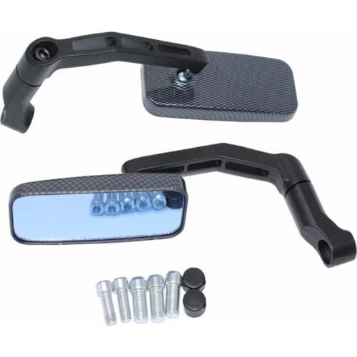 Universal 8mm 10mm Motorcycle Side Mirror Handle Bar End Rear Side View Aluminum Rectangle Blind Spot Blue Rearview Mirrors