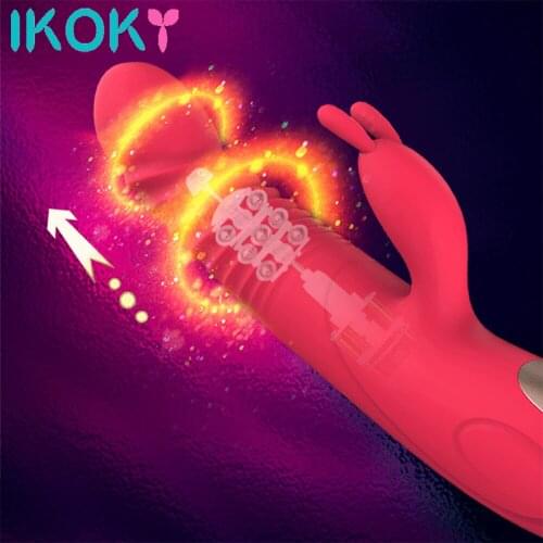 Rabbit Vibrator Telescopic Vibration Built-in ball Rotation Heating G spot Dildo Vibrator Female Masturbation Sex Toys for woman