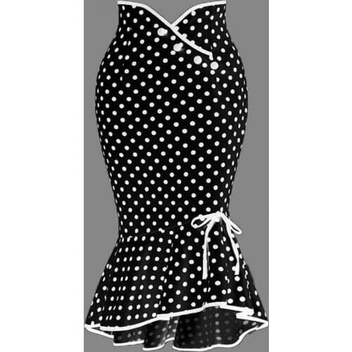 Fashion Skirts Women Summer Sexy High Waist Midi Skirt Elegant Polka Dot Print Mermaid Trumpet Skirt faldas largas юбка женская