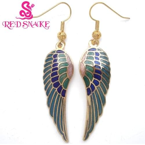RED SNAKE Fashion Jewelry Colorful Rose Gold-color Enamel Earrings Charm Angel Wings