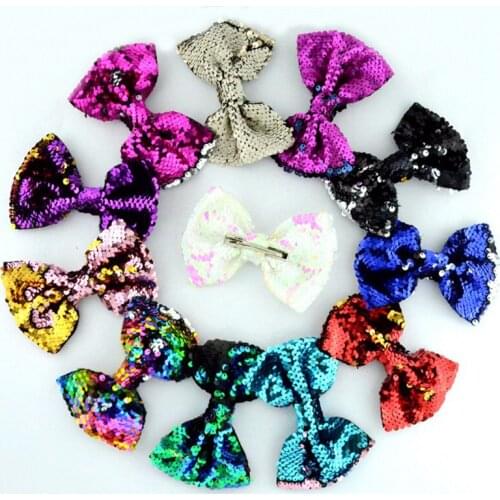 4inches Cute Sequin Hair Bows With Clip For Baby Girls Boutique Hair Clips Hairpins Handmade Barrettes Headwear Hair Accessories