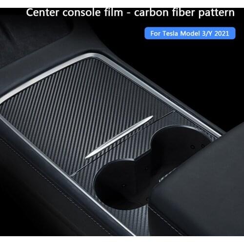 For Tesla Car Center Console Wrap Protector Cover Sticker Carbon Fiber Texture PVC for Tesla Model 3 Y 2021 Interior Accessories
