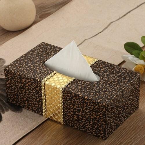 Gold Leather Nordic Tissue Box Luxury Car Accessories Organizer Reusable Tissue Box Wet Wipes Dispenser Rangement Napkin Holder